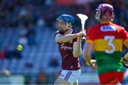 21 April 2024; Conor Cooney of Galway scores a goal during the Leinster GAA Hurling Senior Championship Round 1 match between Galway and Carlow at Pearse Stadium in Galway. Photo by Ray Ryan/Sportsfile