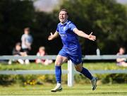 21 April 2024; Conor Whittle of Waterford & District Junior Football League celebrates after scoring his side's fourth goal during the FAI Oscar Traynor Inter-League Cup final match between Mayo Football League and Waterford & District Junior League at Umbro Park, Milebush, Castlebar in Mayo. Photo by Michael P Ryan/Sportsfile