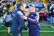 21 April 2024; Wexford manager Keith Rossiter and Dublin manager Micheál Donoghue shake hands after the Leinster GAA Hurling Senior Championship Round 1 match between Wexford and Dublin at Chadwicks Wexford Park in Wexford. Photo by Tyler Miller/Sportsfile