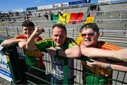 21 April 2024; Carlow supporters Daragh Fitzpatrick, Keith Gavin and Niall O'Gorman during the Leinster GAA Hurling Senior Championship Round 1 match between Galway and Carlow at Pearse Stadium in Galway. Photo by Ray Ryan/Sportsfile