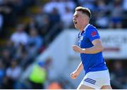 21 April 2024; Cian Madden of Cavan celebrates after scoring his side's first goal during the Ulster GAA Football Senior Championship quarter-final match between Cavan and Tyrone at Kingspan Breffni in Cavan. Photo by Seb Daly/Sportsfile