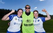 21 April 2024; Waterford players, Katie O'Neill, left, and Anna McGoldrick celebrate with coach Shane Dunphy after the Electric Ireland All-Ireland Camogie Minor A semi-final match between Cork and Waterford at Kilcommon in Tipperary. Photo by Tom Beary/Sportsfile