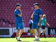 20 April 2024; Leinster senior coach Jacques Nienaber and Leinster backs coach Andrew Goodman before the United Rugby Championship match between Emirates Lions and Leinster at Emirates Airline Park in Johannesburg, South Africa. Photo by Harry Murphy/Sportsfile