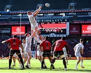 20 April 2024; Ross Molony of Leinster takes possession in a lineout during the United Rugby Championship match between Emirates Lions and Leinster at Emirates Airline Park in Johannesburg, South Africa. Photo by Harry Murphy/Sportsfile
