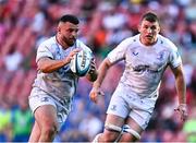 20 April 2024; Michael Milne and Ross Molony of Leinster during the United Rugby Championship match between Emirates Lions and Leinster at Emirates Airline Park in Johannesburg, South Africa. Photo by Harry Murphy/Sportsfile