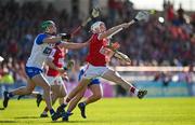 21 April 2024; Tommy O'Connell of Cork in action against Michael Kiely, left, and Jack Prendergast of Waterford during the Munster GAA Hurling Senior Championship Round 1 match between Waterford and Cork at Walsh Park in Waterford. Photo by Brendan Moran/Sportsfile