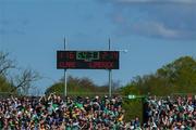 21 April 2024; Limerick supporters celebrate their side's second goal during the Munster GAA Hurling Senior Championship Round 1 match between Clare and Limerick at Cusack Park in Ennis, Clare. Photo by Ray McManus/Sportsfile