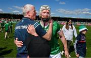 21 April 2024; Limerick manager John Keily and Cian Lynch after the Munster GAA Hurling Senior Championship Round 1 match between Clare and Limerick at Cusack Park in Ennis, Clare. Photo by Ray McManus/Sportsfile