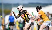 21 April 2024; Owen Wall of Kilkenny in action against Ryan McGarry of Antrim during the Leinster GAA Hurling Senior Championship Round 1 match between Kilkenny and Antrim at UMPC Nowlan Park in Kilkenny. Photo by Shauna Clinton/Sportsfile