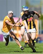 21 April 2024; Huw Lawlor of Kilkenny in action against Seanan Elliott of Antrim during the Leinster GAA Hurling Senior Championship Round 1 match between Kilkenny and Antrim at UMPC Nowlan Park in Kilkenny. Photo by Shauna Clinton/Sportsfile