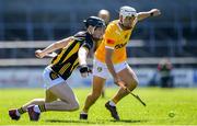 21 April 2024; Seanan Elliott of Antrim in action against David Blanchfield of Kilkenny during the Leinster GAA Hurling Senior Championship Round 1 match between Kilkenny and Antrim at UMPC Nowlan Park in Kilkenny. Photo by Shauna Clinton/Sportsfile