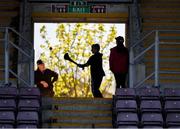 21 April 2024; Eanna Broiderick practice his hurling skill before the Leinster GAA Hurling Senior Championship Round 1 match between Galway and Carlow at Pearse Stadium in Galway. Photo by Ray Ryan/Sportsfile