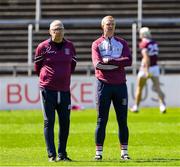 21 April 2024; Eamon O’Shea with Galway manager Henry Shefflin before the game in the Leinster GAA Hurling Senior Championship Round 1 match between Galway and Carlow at Pearse Stadium in Galway. Photo by Ray Ryan/Sportsfile