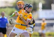 21 April 2024; Ryan McGarry of Antrim is tackled by Shane Murphy of Kilkenny during the Leinster GAA Hurling Senior Championship Round 1 match between Kilkenny and Antrim at UMPC Nowlan Park in Kilkenny. Photo by Shauna Clinton/Sportsfile