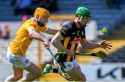 21 April 2024; Martin Keoghan of Kilkenny in action against Phelim Duffin of Antrim during the Leinster GAA Hurling Senior Championship Round 1 match between Kilkenny and Antrim at UMPC Nowlan Park in Kilkenny. Photo by Shauna Clinton/Sportsfile