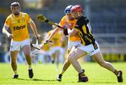 21 April 2024; Adrian Mullen of Kilkenny is tackled by Scott Walsh of Antrim during the Leinster GAA Hurling Senior Championship Round 1 match between Kilkenny and Antrim at UMPC Nowlan Park in Kilkenny. Photo by Shauna Clinton/Sportsfile