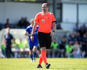 21 April 2024; Referee Brian Higgins during the FAI Oscar Traynor Inter-League Cup final match between Mayo Football League and Waterford & District Junior League at Umbro Park, Milebush, Castlebar in Mayo. Photo by Michael P Ryan/Sportsfile