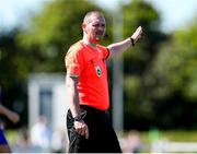 21 April 2024; Referee Brian Higgins during the FAI Oscar Traynor Inter-League Cup final match between Mayo Football League and Waterford & District Junior League at Umbro Park, Milebush, Castlebar in Mayo. Photo by Michael P Ryan/Sportsfile