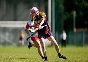 21 April 2024; Lucia Goggins of Wexford during the Electric Ireland All-Ireland Camogie Minor A Shield semi-final match between Derry and Wexford at Clane in Kildare. Photo by Daire Brennan/Sportsfile