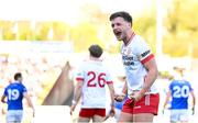 21 April 2024; Michael McKernan of Tyrone celebrates during the Ulster GAA Football Senior Championship quarter-final match between Cavan and Tyrone at Kingspan Breffni in Cavan. Photo by Seb Daly/Sportsfile