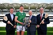 22 April 2024; In attendance at the launch of Bord Gáis Energy’s ‘That’s Hurling Energy’ campaign are, from left, Bord Gáis Energy ambassador Joe Canning, Bord Gáis Energy ambassador and Limerick hurler Gearóid Hegarty, Bord Gáis Energy Managing Director Dave Kirwan and Uachtarán Chumann Lúthchleas Gael, Jarlath Burns at Croke Park in Dublin. The new campaign marks Bord Gáis Energy’s 15 years of involvement in inter county hurling and celebrates the excitement, spirit and passion that makes the GAA All-Ireland Senior Hurling Championship and its fans so unique. Photo by Sam Barnes/Sportsfile