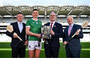 22 April 2024; In attendance at the launch of Bord Gáis Energy’s ‘That’s Hurling Energy’ campaign are, from left, Bord Gáis Energy ambassador Joe Canning, Bord Gáis Energy ambassador and Limerick hurler Gearóid Hegarty, Uachtarán Chumann Lúthchleas Gael Jarlath Burns and Bord Gáis Energy Managing Director Dave Kirwan at Croke Park in Dublin. The new campaign marks Bord Gáis Energy’s 15 years of involvement in inter county hurling and celebrates the excitement, spirit and passion that makes the GAA All-Ireland Senior Hurling Championship and its fans so unique. Photo by Sam Barnes/Sportsfile