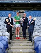 22 April 2024; In attendance at the launch of Bord Gáis Energy’s ‘That’s Hurling Energy’ campaign are, from left, Bord Gáis Energy ambassador Joe Canning, Bord Gáis Energy ambassador and Limerick hurler Gearóid Hegarty, Uachtarán Chumann Lúthchleas Gael Jarlath Burns and Bord Gáis Energy Managing Director Dave Kirwan at Croke Park in Dublin. The new campaign marks Bord Gáis Energy’s 15 years of involvement in inter county hurling and celebrates the excitement, spirit and passion that makes the GAA All-Ireland Senior Hurling Championship and its fans so unique. Photo by Sam Barnes/Sportsfile