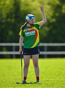 21 April 2024; Clodagh Lawler of Carlow during the Electric Ireland All-Ireland Camogie Minor B semi-final match between Armagh and Carlow at Dunganny in Meath. Photo by Sam Barnes/Sportsfile