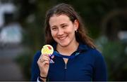 22 April 2024; Róisín Ní Ríain of Ireland with her gold medal after winning the Women's 100m Breaststroke SB13 Final during day two of the Para Swimming European Championships at the Penteada Olympic Pools Complex in Funchal, Portugal. Photo by Ramsey Cardy/Sportsfile