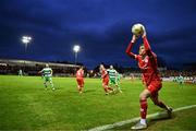 22 April 2024; Sean Gannon of Shelbourne takes a throw in during the SSE Airtricity Men's Premier Division match between Shelbourne and Shamrock Rovers at Tolka Park in Dublin. Photo by Stephen McCarthy/Sportsfile