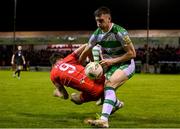 22 April 2024; Josh Honohan of Shamrock Rovers and Sean Boyd of Shelbourne during the SSE Airtricity Men's Premier Division match between Shelbourne and Shamrock Rovers at Tolka Park in Dublin. Photo by Stephen McCarthy/Sportsfile