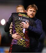 22 April 2024; Shelbourne manager Damien Duff and goalkeeper Conor Kearns after the SSE Airtricity Men's Premier Division match between Shelbourne and Shamrock Rovers at Tolka Park in Dublin. Photo by Stephen McCarthy/Sportsfile