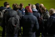 22 April 2024; Shelbourne manager Damien Duff speaks to journalists after the SSE Airtricity Men's Premier Division match between Shelbourne and Shamrock Rovers at Tolka Park in Dublin. Photo by Stephen McCarthy/Sportsfile