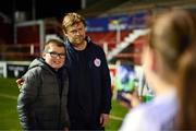 22 April 2024; Shelbourne manager Damien Duff poses for a photograph with a supporter after the SSE Airtricity Men's Premier Division match between Shelbourne and Shamrock Rovers at Tolka Park in Dublin. Photo by Stephen McCarthy/Sportsfile