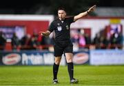 22 April 2024; Referee Rob Hennessy during the SSE Airtricity Men's Premier Division match between Shelbourne and Shamrock Rovers at Tolka Park in Dublin. Photo by Stephen McCarthy/Sportsfile