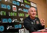 23 April 2024; Noel King speaking at a press conference as he is unveiled as the new Dundalk FC Manager at Oriel Park in Dundalk, Louth. Photo by David Fitzgerald/Sportsfile