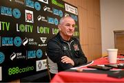 23 April 2024; Noel King speaking at a press conference as he is unveiled as the new Dundalk FC Manager at Oriel Park in Dundalk, Louth. Photo by David Fitzgerald/Sportsfile