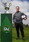 23 April 2024; Glebe North manager Darius Kierans poses for a portrait during the FAI Intermediate Cup Final media day at FAI Headquarters in Abbotstown, Dublin. The FAI Intermediate Cup Final 2023/24 between Glebe North FC of the Leinster Senior League and Ringmahon Rangers FC of the Munster Senior League takes place at Weaver's Park in Drogehda, Louth, on Sunday April 28th at 2.30pm. Photo by Stephen McCarthy/Sportsfile