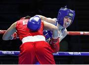 23 April 2024; Shannon Sweeney of Ireland, right, in action against Laura Fuertes Fernandez of Spain during their Women's 50kg light flyweight quarter-final bout during the 2024 European Boxing Championships at Aleksandar Nikolic Hall in Belgrade, Serbia. Photo by Nikola Krstic/Sportsfile