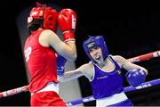 23 April 2024; Shannon Sweeney of Ireland, right, in action against Laura Fuertes Fernandez of Spain during their Women's 50kg light flyweight quarter-final bout during the 2024 European Boxing Championships at Aleksandar Nikolic Hall in Belgrade, Serbia. Photo by Nikola Krstic/Sportsfile