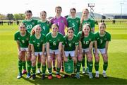 23 April 2024; The Republic of Ireland team before the women's under 16's international friendly match between Republic of Ireland and Denmark at the FAI National Training Centre in Abbotstown, Dublin. Photo by Stephen McCarthy/Sportsfile