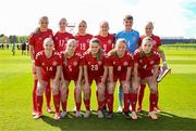 23 April 2024; The Denmark team before the women's under 16's international friendly match between Republic of Ireland and Denmark at the FAI National Training Centre in Abbotstown, Dublin. Photo by Stephen McCarthy/Sportsfile