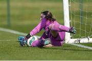 23 April 2024; Republic of Ireland goalkeeper Laura Fanning saves a penalty in the shoot-out of the women's under 16's international friendly match between Republic of Ireland and Denmark at the FAI National Training Centre in Abbotstown, Dublin. Photo by Stephen McCarthy/Sportsfile