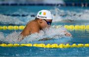 23 April 2024; Deaten Registe of Ireland competes in the Men's 100m Breaststroke SB14 Final during day three of the Para Swimming European Championships at the Penteada Olympic Pools Complex in Funchal, Portugal. Photo by Ramsey Cardy/Sportsfile