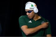23 April 2024; Deaten Registe of Ireland before competing in the Men's 100m Breaststroke SB14 Final during day three of the Para Swimming European Championships at the Penteada Olympic Pools Complex in Funchal, Portugal. Photo by Ramsey Cardy/Sportsfile