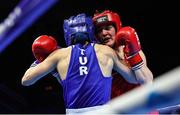 23 April 2024; Kellie Harrington of Ireland, right, in action against Ozer Gizem of Turkey in their Women's 60kg lightweight quarter- final bout during the 2024 European Boxing Championships at Aleksandar Nikolic Hall in Belgrade, Serbia. Photo by Nikola Krstic/Sportsfile