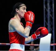 23 April 2024; Kellie Harrington of Ireland reacts after defeating Ozer Gizem of Turkey in their Women's 60kg lightweight quarter- final bout during the 2024 European Boxing Championships at Aleksandar Nikolic Hall in Belgrade, Serbia. Photo by Nikola Krstic/Sportsfile
