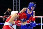 23 April 2024; Lisa O'Rourke of Ireland, right, in action against Jessica Triebelova of Slovakia in their Women's 66kg welterweight quarter-final bout during the 2024 European Boxing Championships at Aleksandar Nikolic Hall in Belgrade, Serbia. Photo by Nikola Krstic/Sportsfile