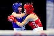 23 April 2024; Lisa O'Rourke of Ireland, left, in action against Jessica Triebelova of Slovakia in their Women's 66kg welterweight quarter-final bout during the 2024 European Boxing Championships at Aleksandar Nikolic Hall in Belgrade, Serbia. Photo by Nikola Krstic/Sportsfile