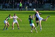 23 April 2024; Dara Crowley of Kildare in action against Charlie O'Connor of Meath during the EirGrid Leinster GAA Football U20 Championship semi-final match between Kildare and Meath at Manguard Park at the Kildare GAA Centre of Excellence in Hawkfield, Kildare. Photo by Tyler Miller/Sportsfile